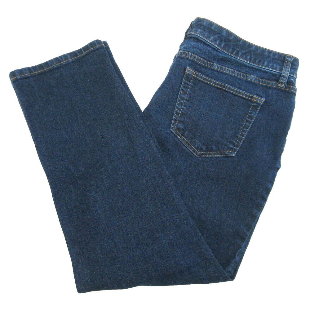 St. JOHN'S BAY Women's (Size 14p) Blue Jeans Straight Leg Denim Pants 5 Pockets